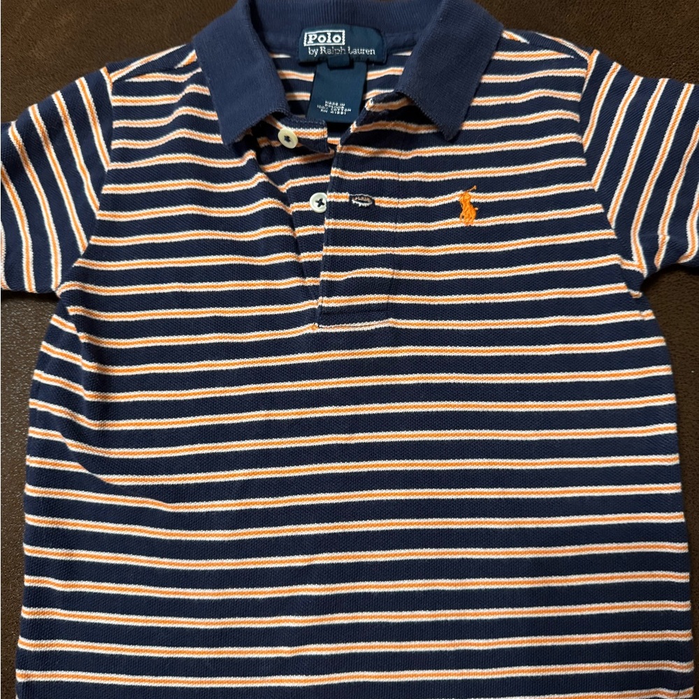 Ralph Lauren Kids Navy Striped Polo Shirt